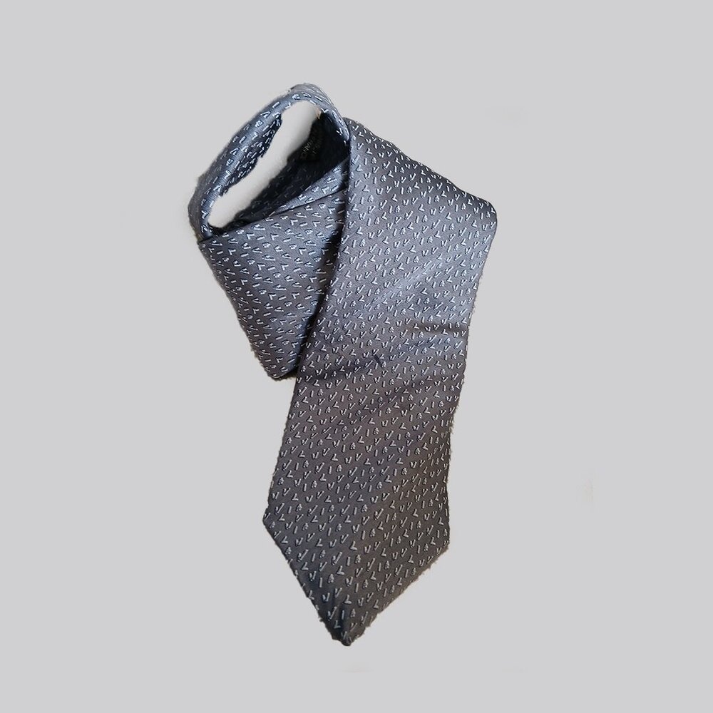 (recent) LANVIN - Blue logo silk tie